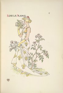 Rose La France. En ung kvinna som luktar en bukett blommor av Walter Crane