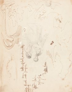Skiss av ett par sittande med molnstudier [verso] av Walter Crane