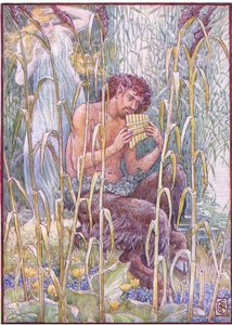 Ljuvlig, genomträngande ljuvlig var musiken från Pans pipa, illustration från "The Story of Greece " (Historien om Grekland) av Walter Crane