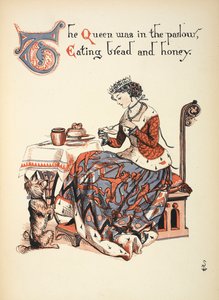 Drottningen var i salongen och åt bröd och honung. av Walter Crane