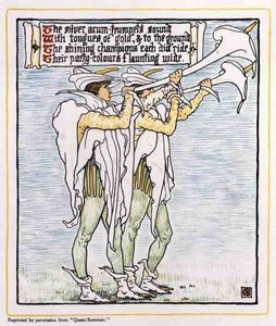 Trumpetare med liljor, från Queen Summer av Walter Crane