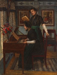 Musiklektionen, c. 1890. av Walter Firle
