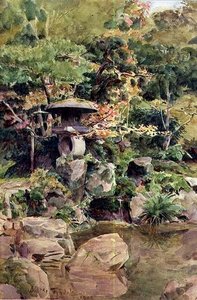 Trädgård vid Ashinoyu av Walter Frederick Roofe Tyndale