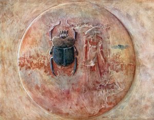 Khnum, Kepr, Ra, i Seti I:s grav i Thebe (färglitografi) av Walter Frederick Roofe Tyndale