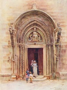 Dörröppningen till Duomo di Curzola (färglitografi) av Walter Frederick Roofe Tyndale