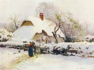 The New Forest: Stuga vid Beaulieu Rails, nära East Boldre (färg litho) av Walter Frederick Roofe Tyndale
