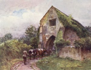 Wessex: Entrégrind, Cleeve Abbey (färglitografi) av Walter Frederick Roofe Tyndale