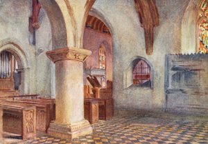 Wessex: Kyrkan i Bere Regis (färglitografi) av Walter Frederick Roofe Tyndale