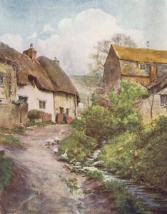Wessex: Kvarnstugorna vid Sutton Poyntz, nära Weymouth (färglitografi) av Walter Frederick Roofe Tyndale