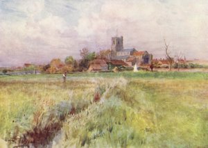 Wessex: Wareham, "Anglebury" i Wessex-romanerna (färglitografi) av Walter Frederick Roofe Tyndale