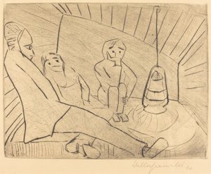 Tre personer i en ateljé, 1920. av Walter Gramatte