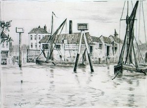 Chelsea Dock (bläck på papper) av Walter Greaves