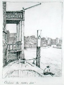 Chelsea, Adam och Eva (bläck på papper) av Walter Greaves