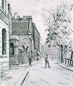 Eight Bells and Cheyne Walk, Chelsea (bläck på papper) av Walter Greaves