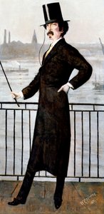 James Abbott McNeill Whistler på änkans promenad i hans hus i Lindsey Row, Chelsea, 1871 av Walter Greaves
