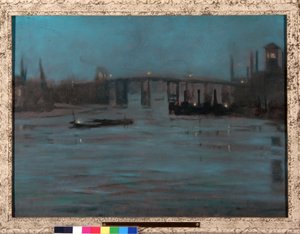 Nocturne, Battersea Old Bridge, London (olja på duk) av Walter Greaves