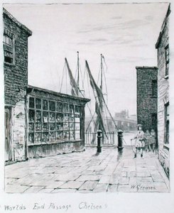 Worlds End Passage, Chelsea (bläck på papper) av Walter Greaves