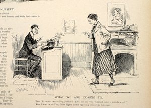 Vad vi är på väg till, från Puck, 27 april 1898 av Walter H., Gallaway