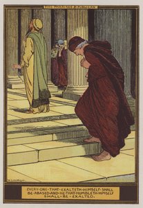 Fariséen och publikanen (färg litho) av Walter Jenks Morgan