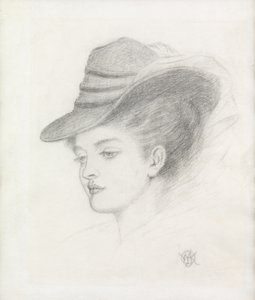 Emily Renshaw, konstnärens fru (penna på papper)