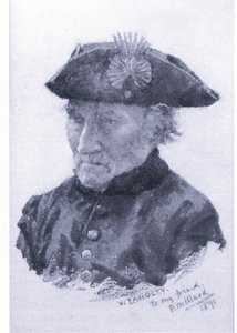 En Chelsea-pensionär, från tidningen eller bokkällan okänd (färg litho) av Walter Langley