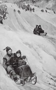 En kälkbacke i Kanada (litografi) av Walter Paget