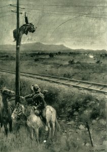 "Boers fångade på att klippa telegraftrådarna", 1902 av Walter Paget