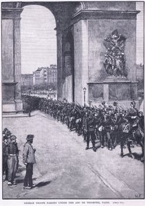 Tyska trupper passerar under Triumfbågen 1871 AD av Walter Paget