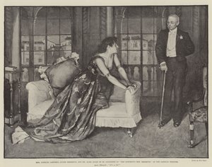 Mrs Patrick Campbell (Agnes Ebbsmith) och Mr Hare (Duke of St Olpherts) i The Notorious Mrs Ebbsmith, på Garrick Theatre. av Walter Paget