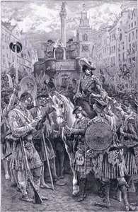 Proklamationen av den gamle pretendern som kung James VIII vid Edinburgh Cross av Walter Paget