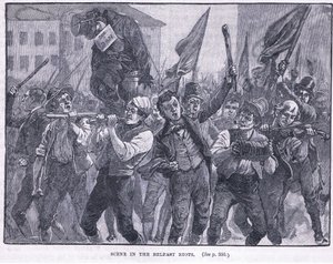 Scen i Belfast Riots 1864 AD av Walter Paget