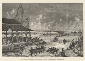 Hertigen och hertiginnan av Connaught på Ceylon, Illumination of the Harbour av Walter Paget