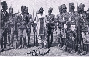 Emir Mahmud under bevakning, illustration från Cassells History of England, 1900-talet av Walter Paget