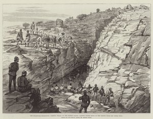 Khartoum-expeditionen, Gakdul Wells, på ökenmarschen, som passerar vatten ner till trupperna från den övre brunnen