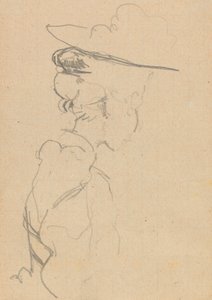 Huvud och axlar av en kvinna med hatt, i förlorad profil, till höger (grafit på papper) av Walter Richard Sickert