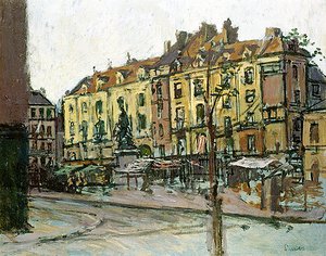 La Place Nationale med le Grande Duquesne, Dieppe (olja på duk) av Walter Richard Sickert