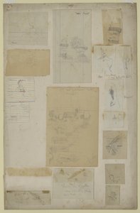 Flera studier (penna på papper) av Walter Richard Sickert