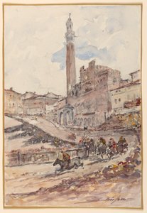 Hästkapplöpning, Siena, Italien av Walter Shirlaw