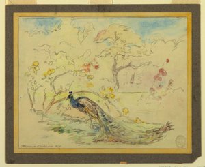 Påfågel i en trädgård av Walter Shirlaw