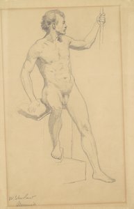 Sittande man naken, ca 1870-77 (grafit på vävt papper)
