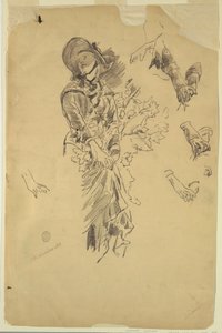 Studie av figur för "In the Mountains" av Walter Shirlaw