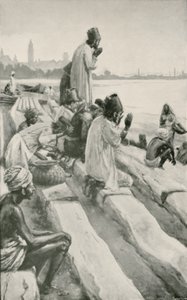 Parsis dyrkar den uppgående solen på stranden i Bombay av Walter Stanley Paget