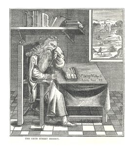 Eremiten på Grub Street. Från en bild publicerad av Richardson, 1878