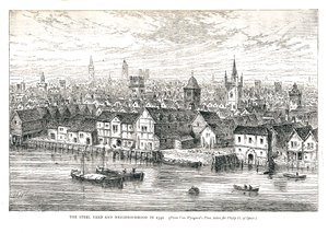 The Steel Yard Iron Wharf and Neighborhood 1540. Vid floden, 1878