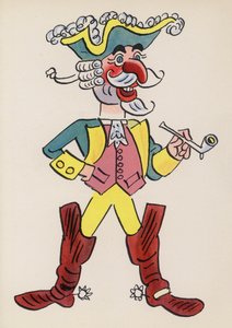 Figurer från barnböcker: Baron Münchhausen (färglitografi) av Walter Trier
