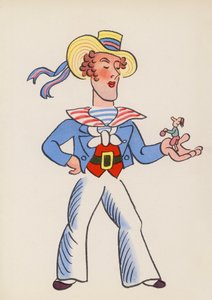 Figurer från barnböcker: Gulliver (färglitografi) av Walter Trier