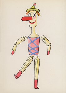 Figurer från barnböcker: Pinocchio (färglitografi) av Walter Trier