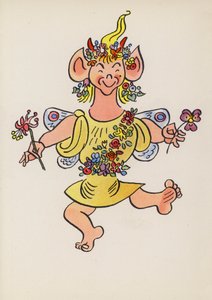 Figurer från barnböcker: Puck (färglitografi)