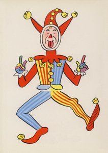 Figurer från barnböcker: Till Narren (färglitografi) av Walter Trier