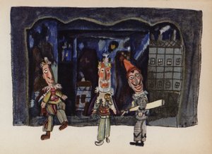 Gammal leksak målad av Walter Trier (färglitografi)